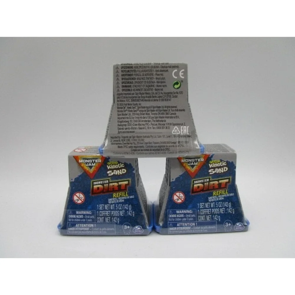 Monster Jam Truck Dirt Refill Blue Kinetic Sand Spinmaster Lot Of 3 - 5 oz Each